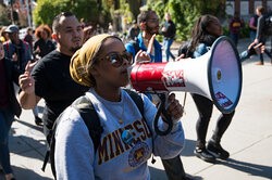 Student with megaphone