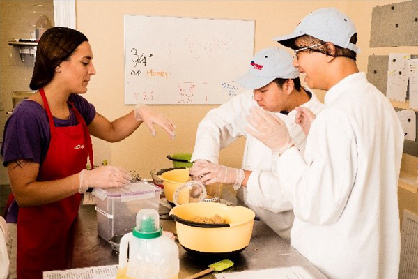 a group of employees working together in the kitchen