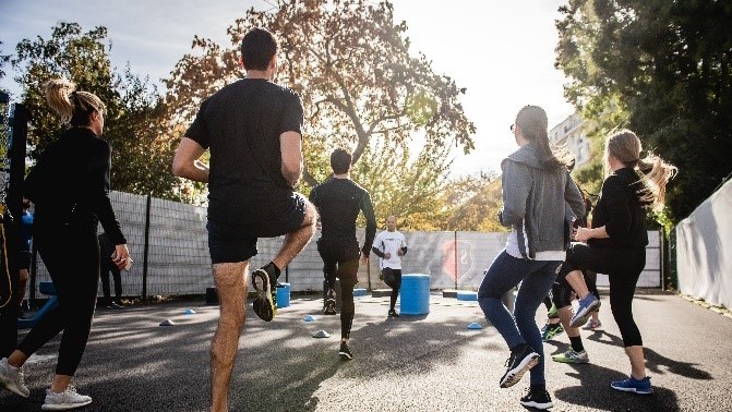 A group of people working out in a circle