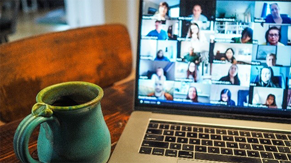 laptop showing a virtual meeting