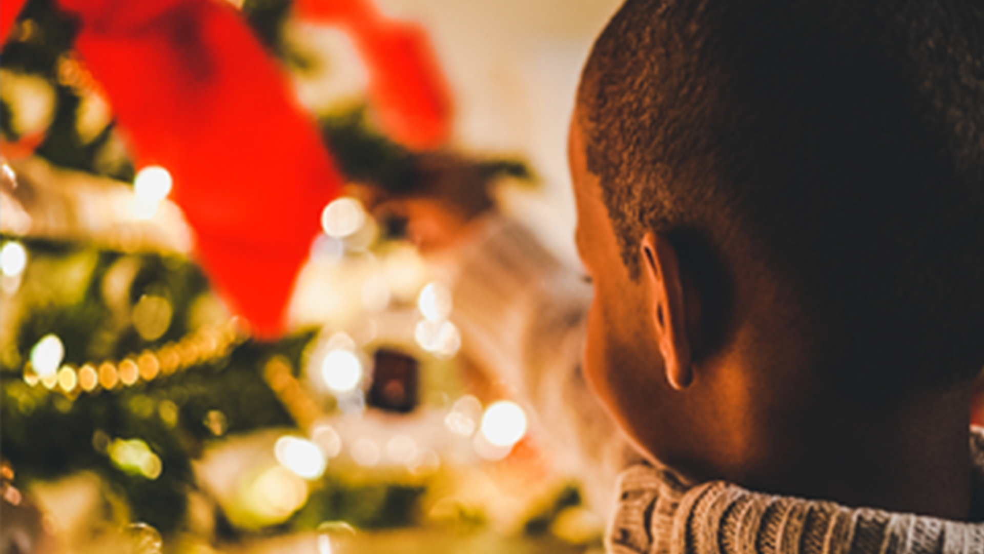 Little boy hanging ornaments on a Christmas tree