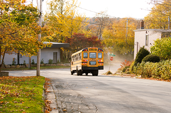 A school bus at a stop sign