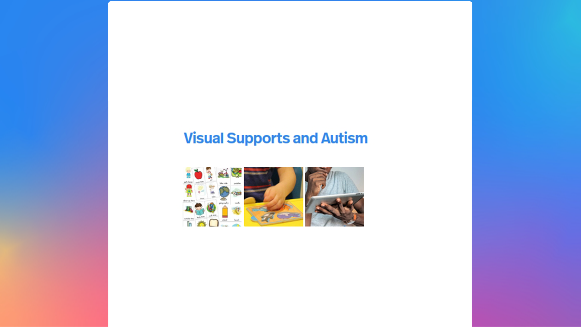 Visual Supports Tool Kit Cover