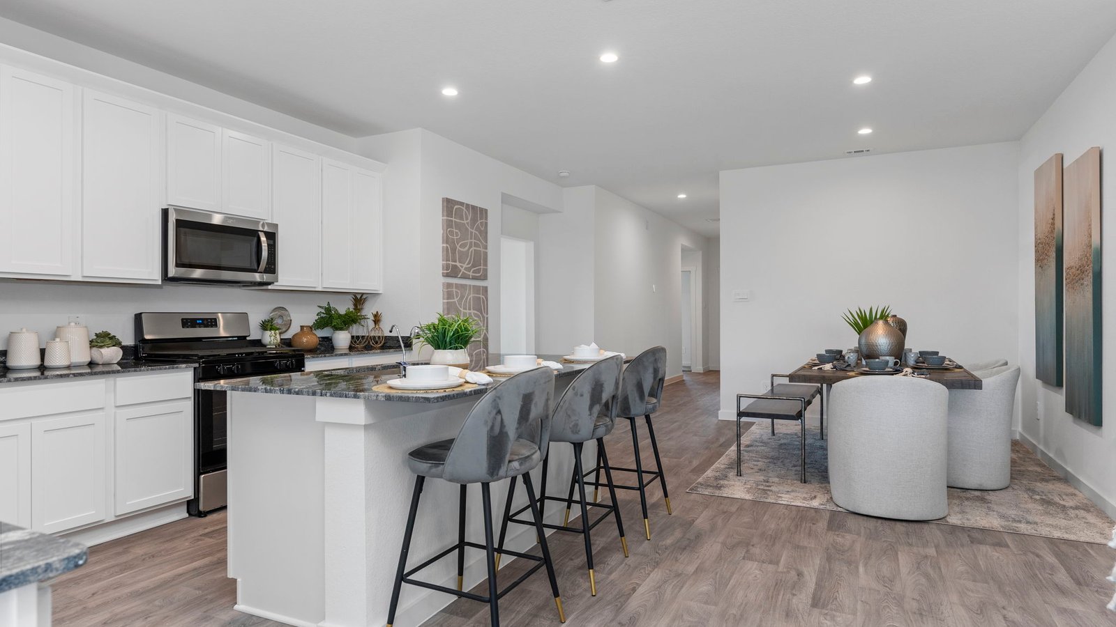 Model home kitchen and dining area
