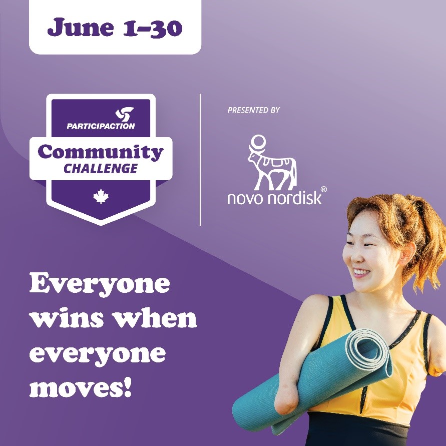 June 1-30 PARTICIPACTION Commununity CHALLENGE PRESENTED BY novo nordisk Everyone wins when everyone moves!