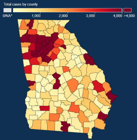 Source: Georgia Department of Public Health. Numbers updated Nov. 9 at ...