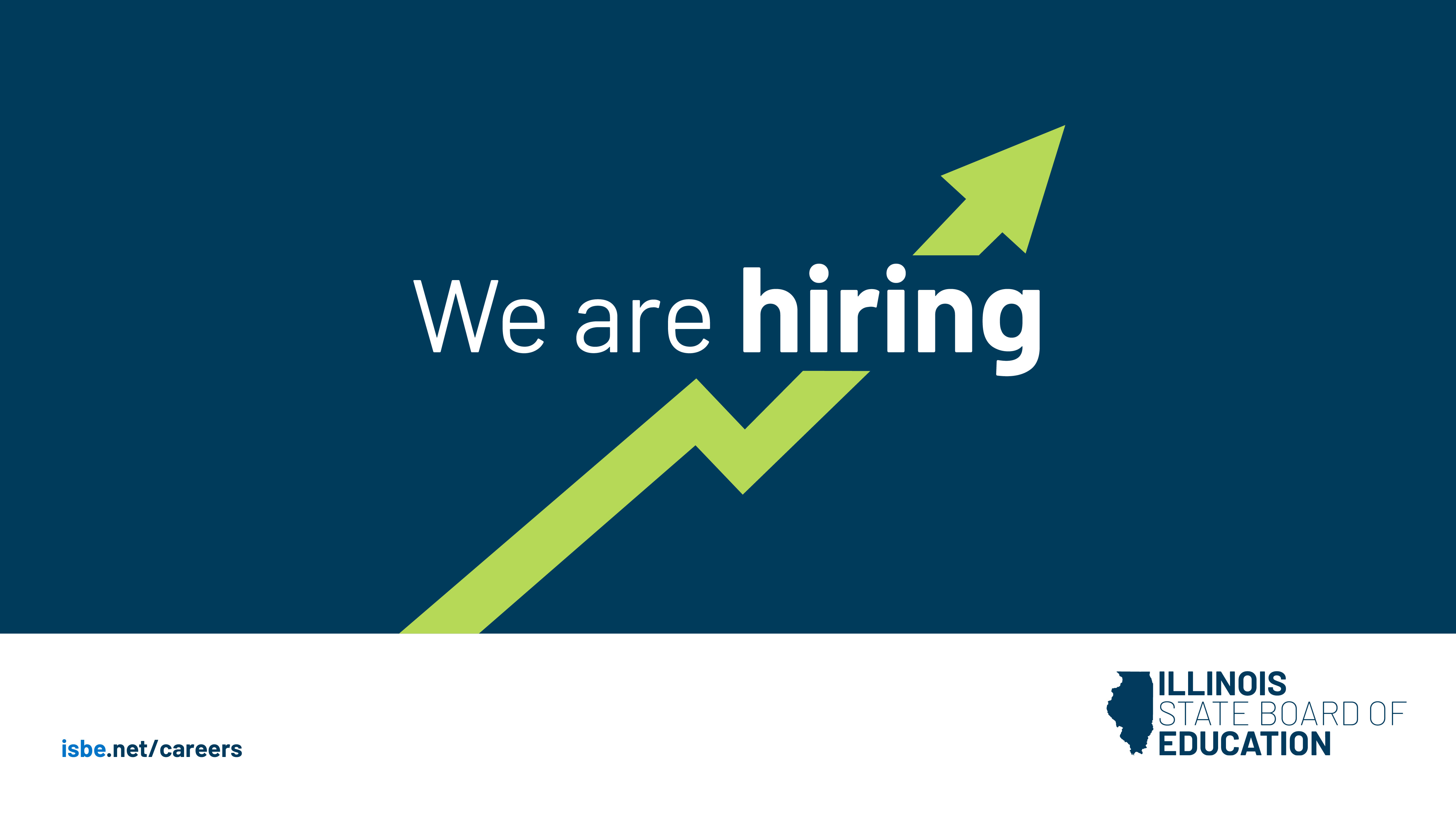 We are hiring. Green arrow pointing up. 