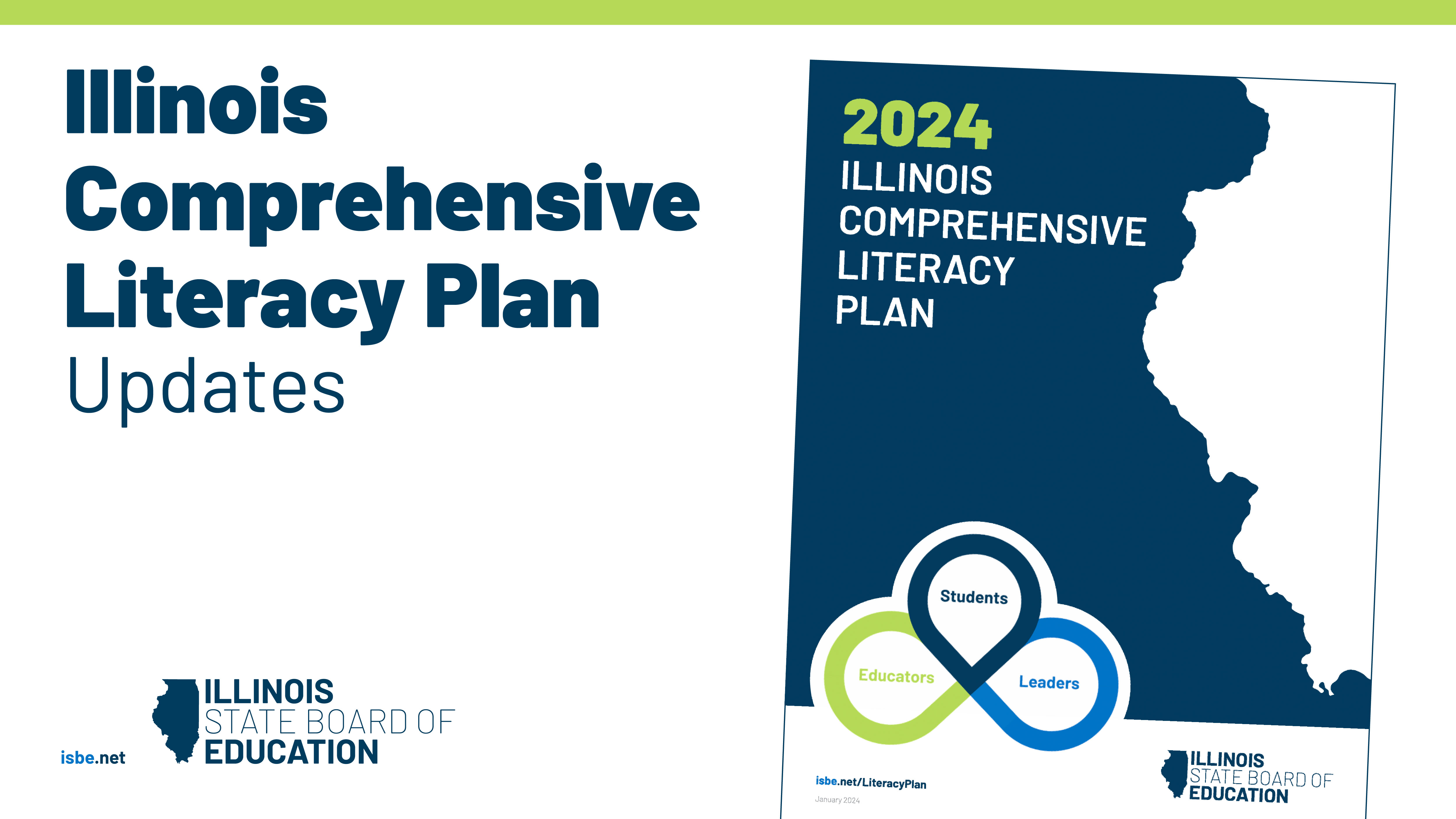 Illinois Comprehensive Literacy Plan updates. Image of Illinois comprehensive literacy plan cover.