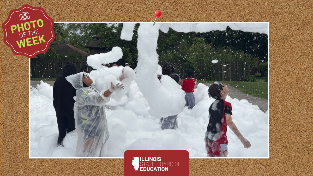 A group of kids playing with foam