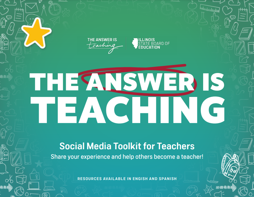 The Answer is Teaching/ISBE logo. A green background with white text and a star. 