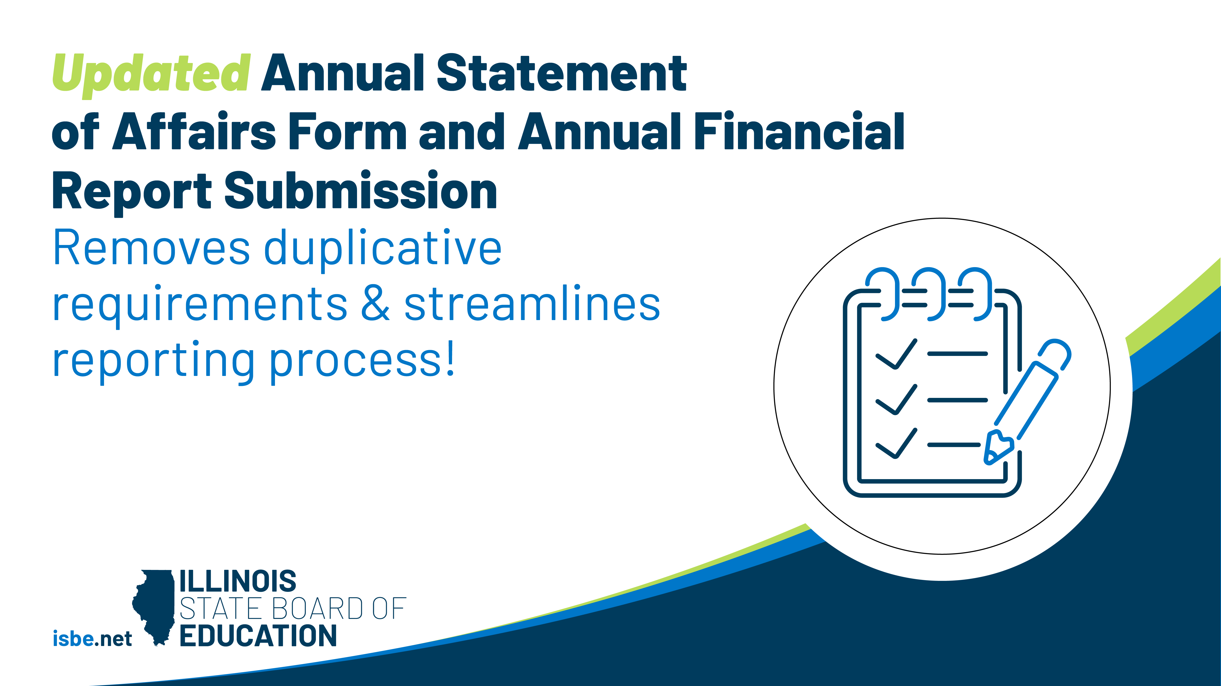 Updated annual statement of affairs form and annual financial report submission. Removes duplicative requirements & streamlines reporting process.