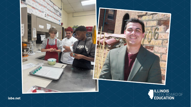 Group of people rolling cookies. Headshot of David Wu. 