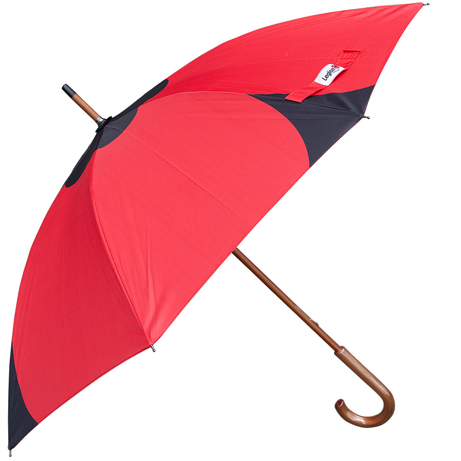 Bold poppy umbrella with a laminated wooden shaft and handle