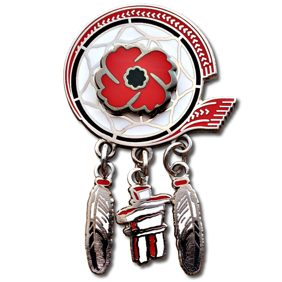 Commemorative Pin with Legion Poppy on the centre of a dreamcatcher