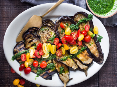 Grilled Eggplant Steaks with Gremolata and Tomatoes