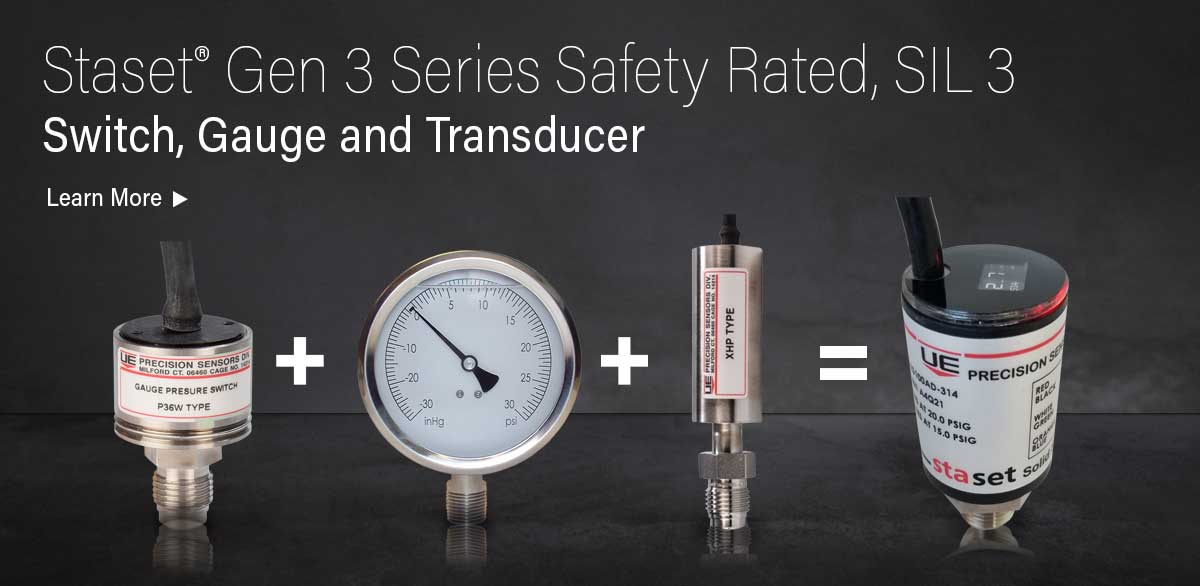 3 in 1 Staset, SIL 3 capable safety rated switch with a gauge and transducer