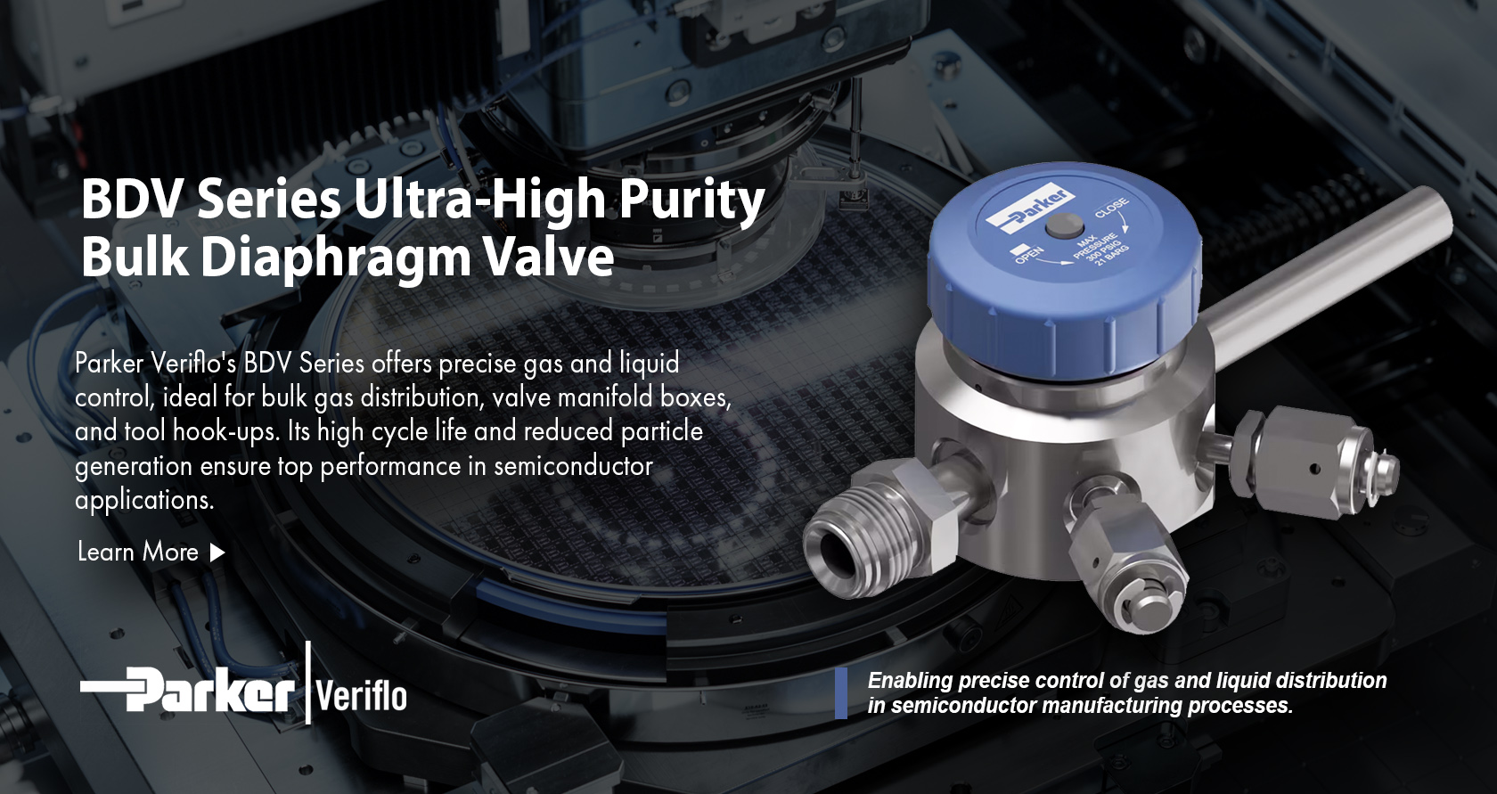 BDV Series Ultra-high Purity Bulk Diaphragm Valve for Semiconductor Applications - Parker Veriflo