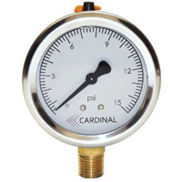 L1325C-4L-0-15 Cardinal CBCR Pressure Gauge, 0-15 PSI, 2.5