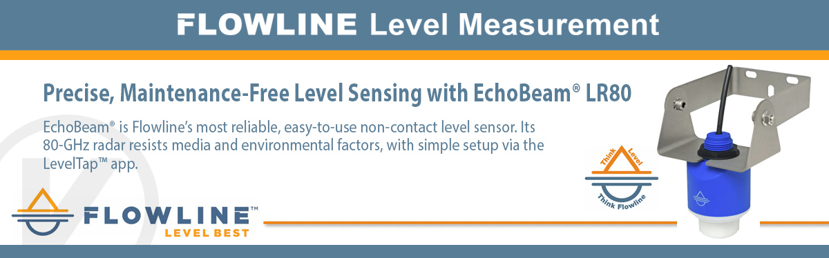 EchoBeam® LR80 80-GHz Radar Liquid and Solids Level Sensor Transmitter from Flowline
