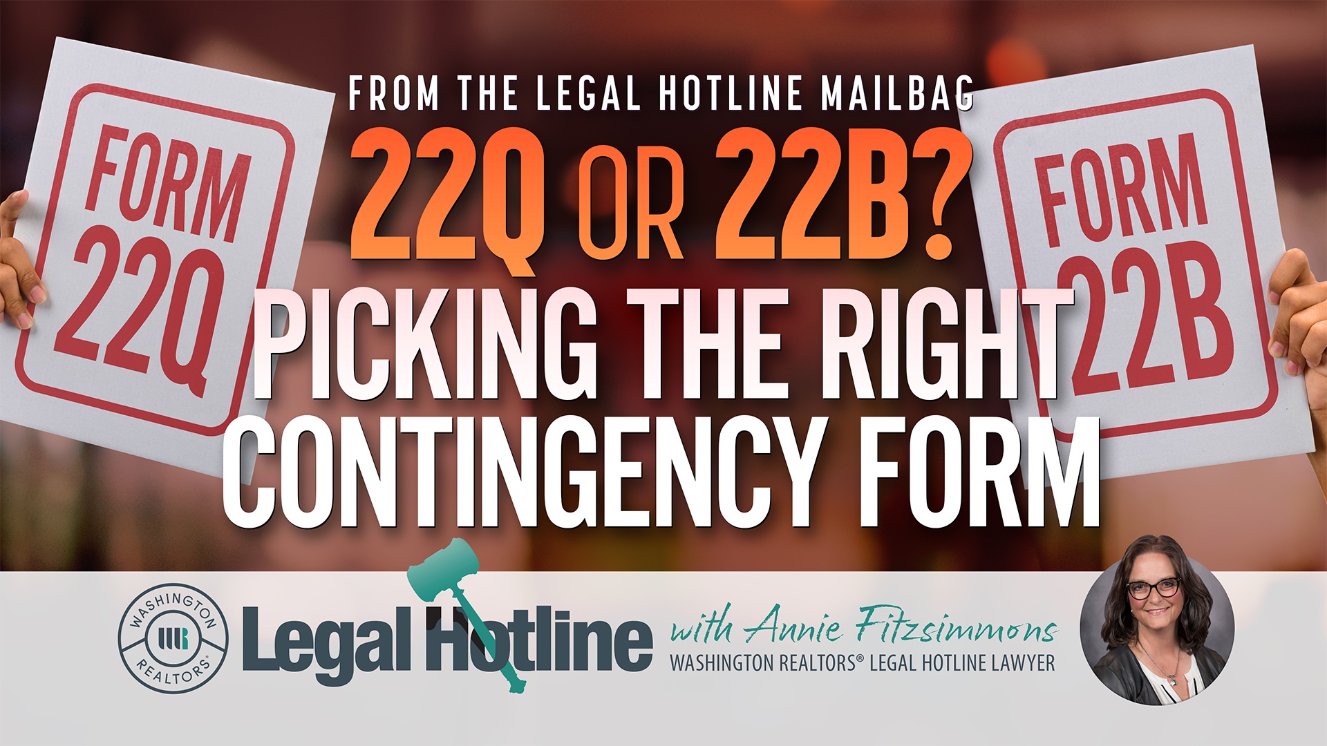 Thumbnail image with orange text reading from the Legal Hotline Mailbag Picking the Right Contingency Form